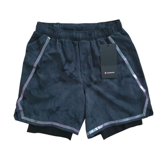 Lululemon Other - Lululemon SURGE BoldLines Lined 6" Diamond Dye Reflective Black Shorts Men's S